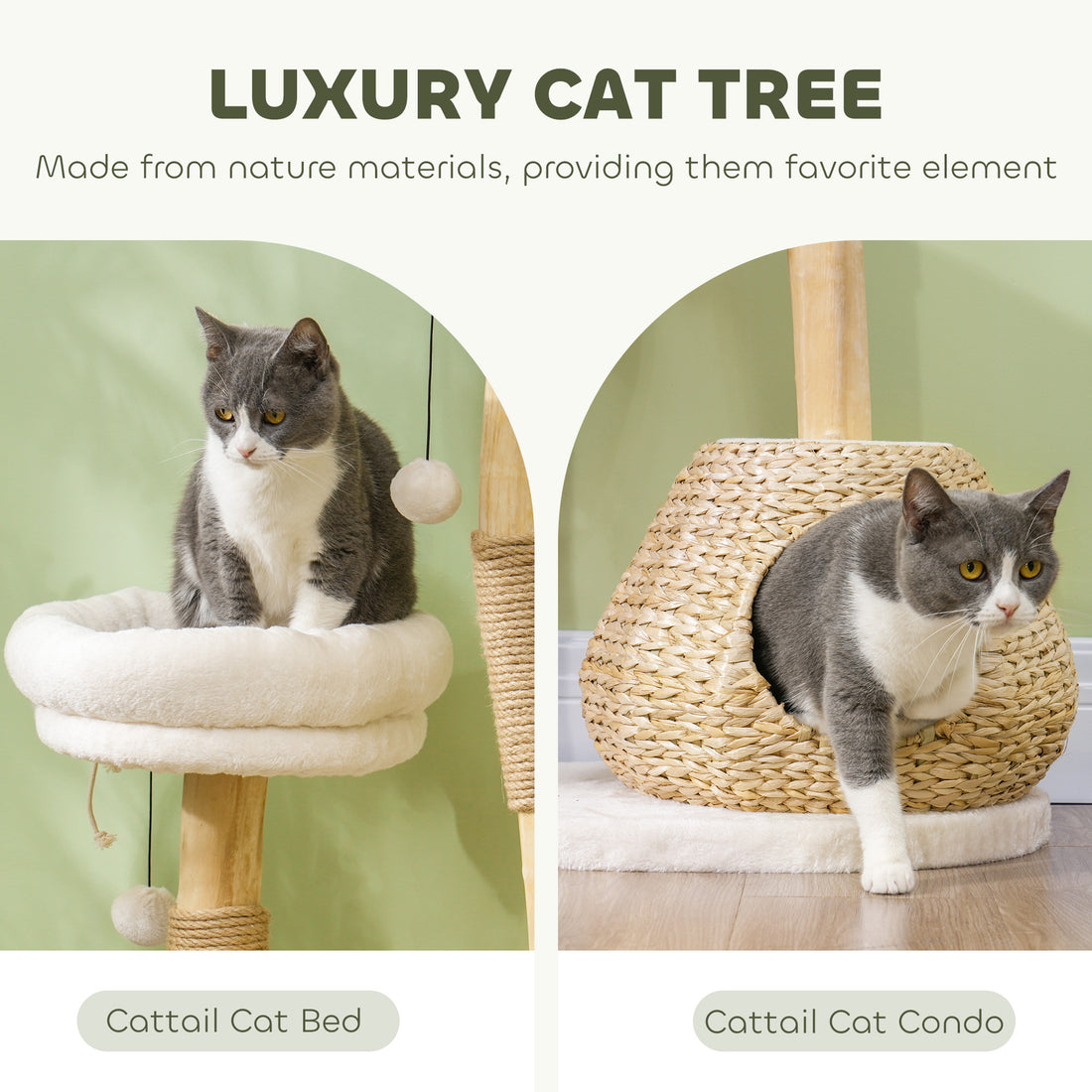 41" Indoor Cat Tree Wooden Scratching Posts, Condo, Beds & Toys