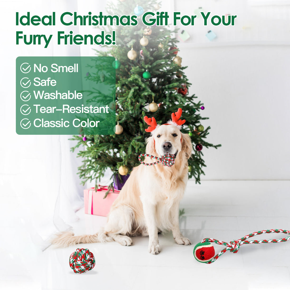 5-Piece Christmas Dog Rope Chew Toy Set Interactive Training & Teething