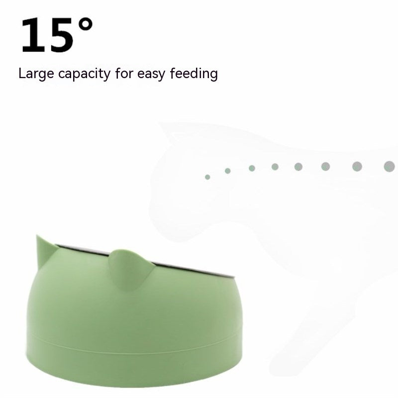 Stainless Steel Double Dog Bowl with Tilted Design for Pets