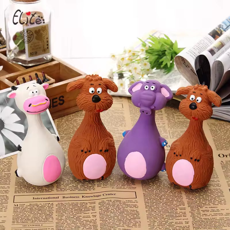 4-Pack Latex Dog Chew Toys Interactive Dental & Teething Toys