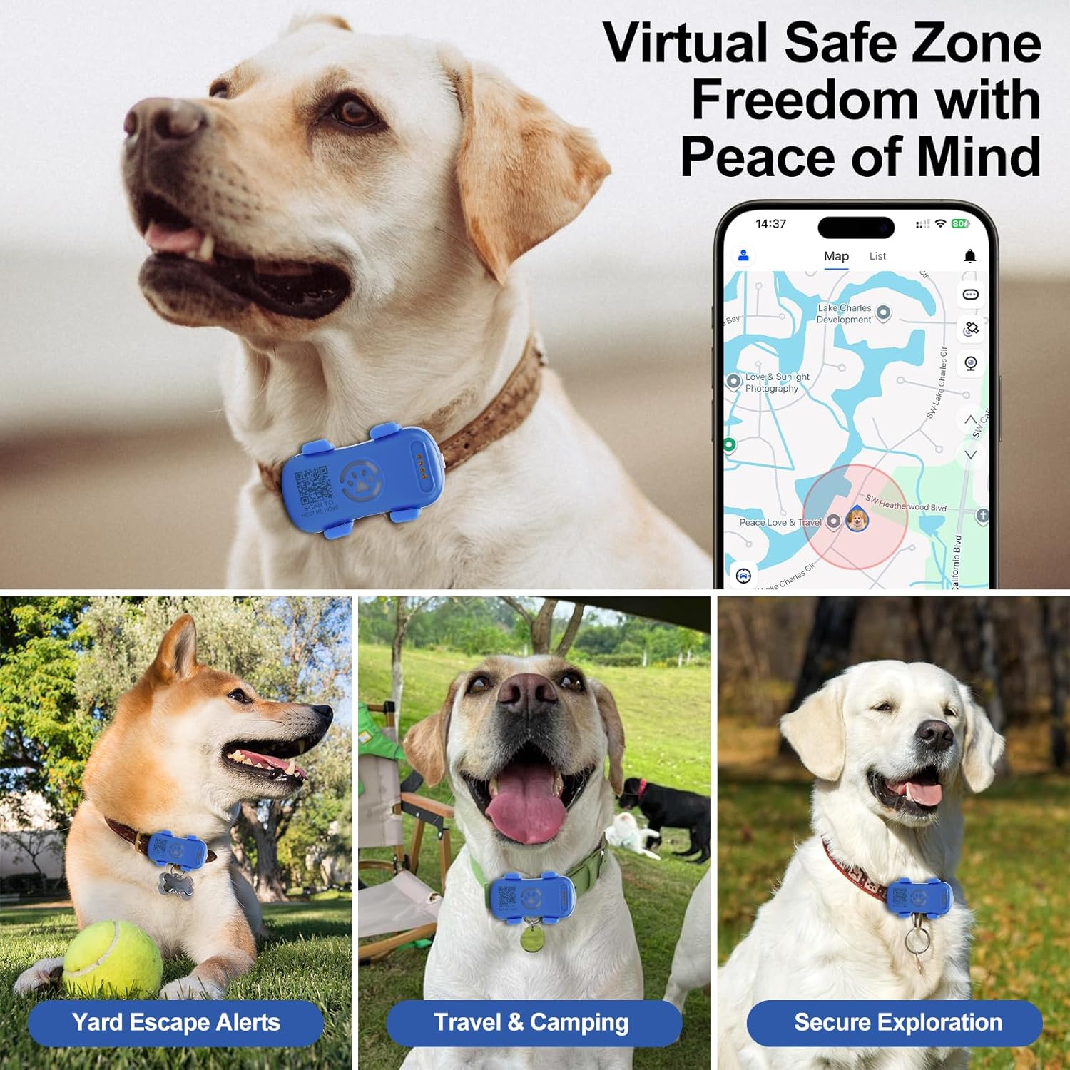 Dog GPS Tracker Real-Time Anti-Lost Tracker with Geofence & Alerts