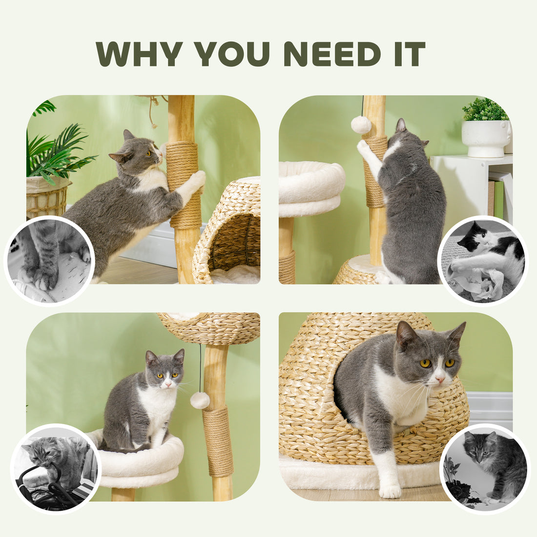 41" Indoor Cat Tree Wooden Scratching Posts, Condo, Beds & Toys