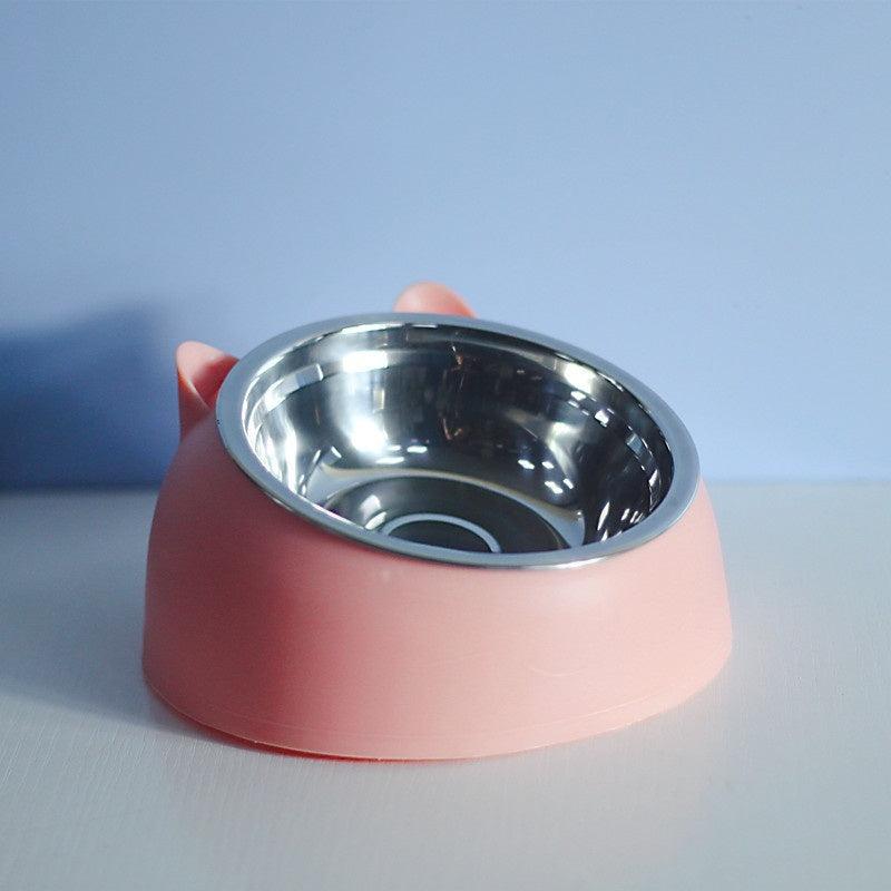 Stainless Steel Double Dog Bowl with Tilted Design for Pets