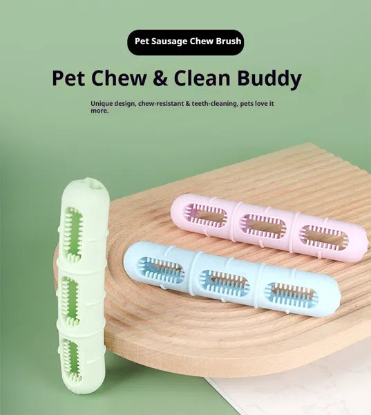 Dog Chew Toy for Teeth Cleaning Sausage Brush & Chew Buddy