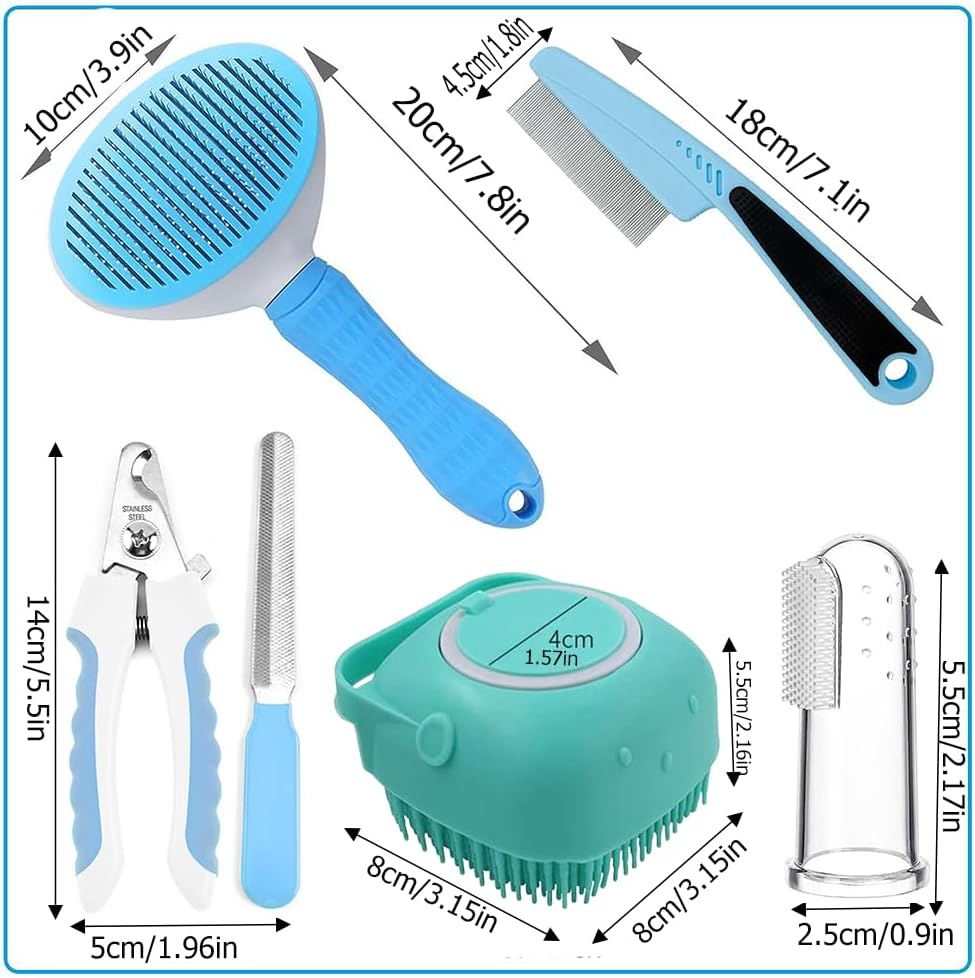 7-Piece Pet Grooming Kit – Self-Cleaning Brush, Nail Clipper & More