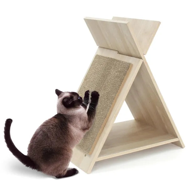 Multi-Functional Cat Scratcher with Tunnel & Wooden Lounge – 18.5"x12"x21"